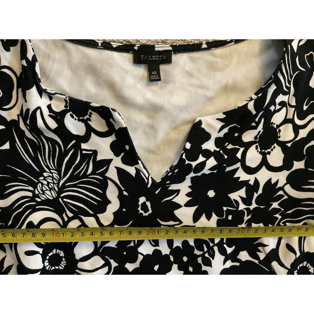 Talbots Dress Women's Short Sleeve  Floral Size XS Black white - Picture 3 of 4